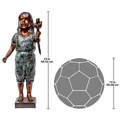 Design Toscano Olivia S Roses, Flower Girl Cast Bronze Garden Statue - Image 4