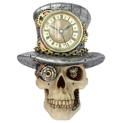 Design Toscano Steampunk Mad Hatter Skull Sculptural Wall Clock - Image 2