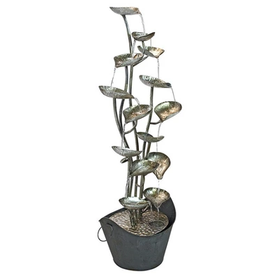 Design Toscano Rain Forest Leaves Cascading Metal Fountain - Silver - Image 3