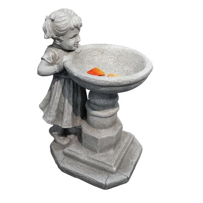 Design Toscano Georgina's Garden Gaze Child At Birdbath Statue 1 Design Toscano Georgina's Garden Gaze Child At Birdbath Statue