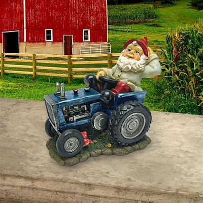 Design Toscano Plowing Pete On His Tractor Garden Gnome Statue - Multicolored