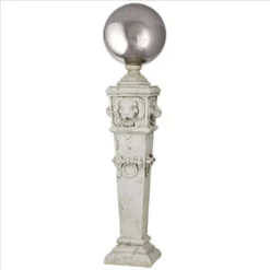 Design Toscano Lion Head Gazing Globe Garden Pillar Statue