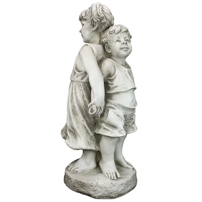Design Toscano Back To Back Brother And Sister Garden Children Statue - Image 2