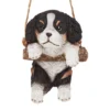 Design Toscano Black Cavalier Puppy On A Perch Hanging Dog Sculpture