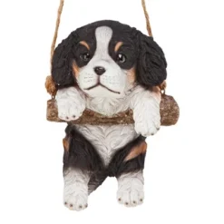 Design Toscano Black Cavalier Puppy On A Perch Hanging Dog Sculpture