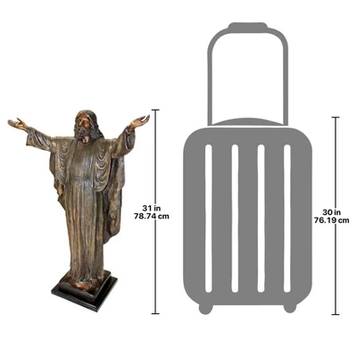 Design Toscano Jesus Christ, With His Arms Raised Cast Bronze Garden Statue 2 Design Toscano Jesus Christ, With His Arms Raised Cast Bronze Garden Statue - Image 2