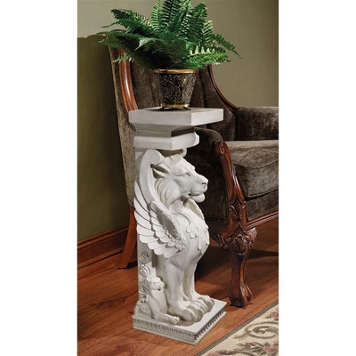 Design Toscano Trapezophoron Sculptural Winged Lion Pedestal: Set Of Two - Image 5