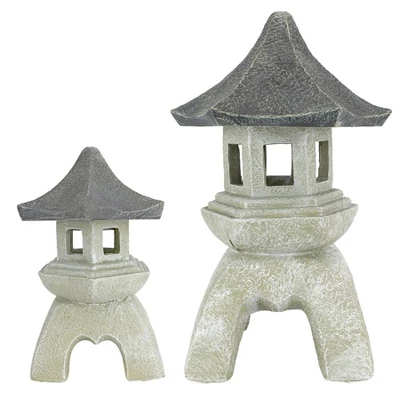 Design Toscano Pagoda Lantern Sculpture: Set Of Medium And Large - Image 2