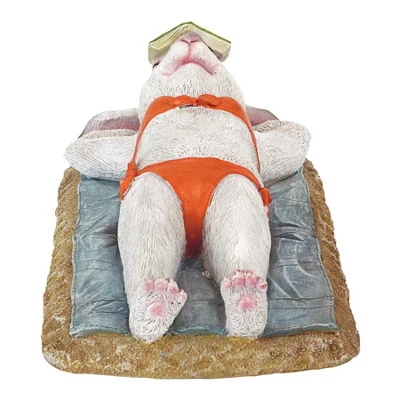 Design Toscano Beach Bunny Soaking Up Some Rays Rabbit Garden Statue - Image 4