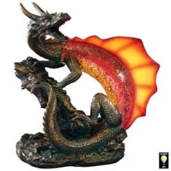 Design Toscano Viper The Serpent Dragon Illuminated Mosaic Glass Sculpture