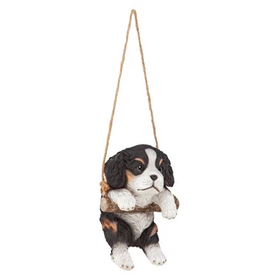 Design Toscano Black Cavalier Puppy On A Perch Hanging Dog Sculpture - Image 5