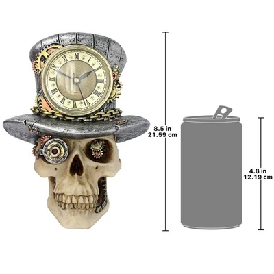 Design Toscano Steampunk Mad Hatter Skull Sculptural Wall Clock - Image 6