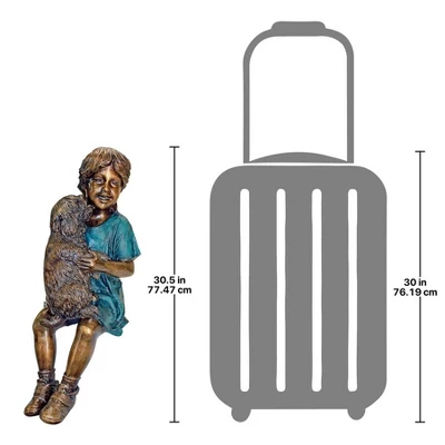 Design Toscano Puppy Kisses, Sitting Girl Cast Bronze Garden Statue - Image 4