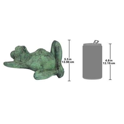 Design Toscano Spitting Lazy Frog Emerald Verde Cast Bronze Garden Statue - Image 6