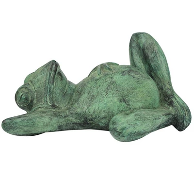 Design Toscano Spitting Lazy Frog Emerald Verde Cast Bronze Garden Statue