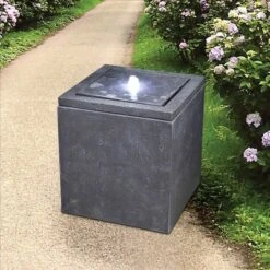 Design Toscano Modern Cube Bubbling Garden Fountain