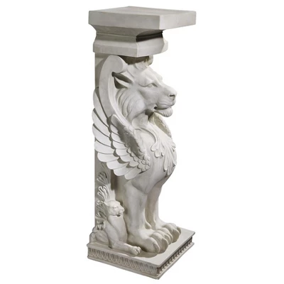 Design Toscano Trapezophoron Sculptural Winged Lion Pedestal: Set Of Two