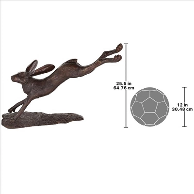Design Toscano Leaping Hare, Jumping Rabbit Cast Bronze Garden Statue - Image 3