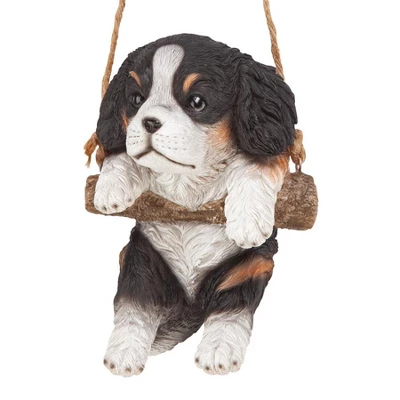 Design Toscano Black Cavalier Puppy On A Perch Hanging Dog Sculpture - Image 7
