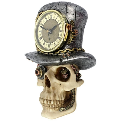 Design Toscano Steampunk Mad Hatter Skull Sculptural Wall Clock - Image 3
