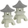 Design Toscano Pagoda Lantern Sculpture: Set Of Two Medium