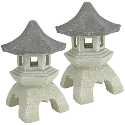 Design Toscano Pagoda Lantern Sculpture: Set Of Two Medium