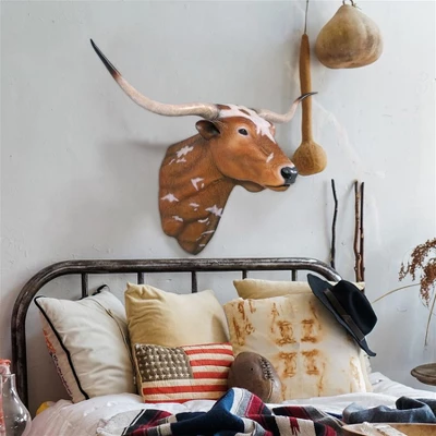 Design Toscano Texas Longhorn Bull Sculptural Wall Trophy - Multicolored