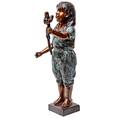 Design Toscano Olivia S Roses, Flower Girl Cast Bronze Garden Statue - Image 2