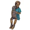 Design Toscano Puppy Kisses, Sitting Girl Cast Bronze Garden Statue