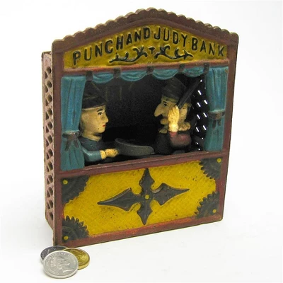 Design Toscano Punch And Judy Theater Collectors' Die Cast Iron Mechanical Coin Bank