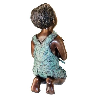 Design Toscano New Friend, Boy With Frog Cast Bronze Garden Statue - Image 2