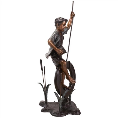 Design Toscano Swinging Tommy On His Tire Cast Bronze Garden Statue