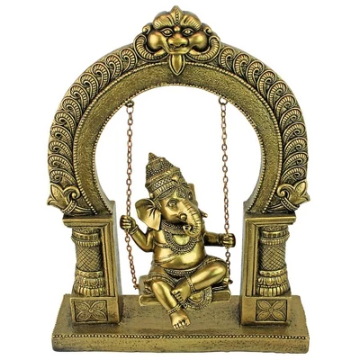Design Toscano Lord Ganesha Elephant God Swinging On A Jhoola Hindu Statue