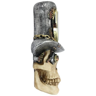 Design Toscano Steampunk Mad Hatter Skull Sculptural Wall Clock - Image 5