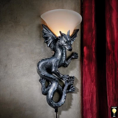 Design Toscano Heraldic Dragon Of Ravenscraig Castle Illuminated Wall Sculptures: Set Of Two - Image 7