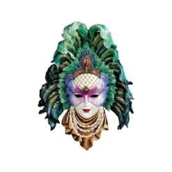 Design Toscano Maidens Of Mardi Gras Wall Mask Sculpture: Peacock Princess