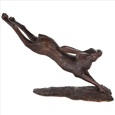 Design Toscano Leaping Hare, Jumping Rabbit Cast Bronze Garden Statue - Image 2