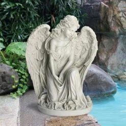 Design Toscano Quiet Countenance Praying Angel Garden Statue - Off-White