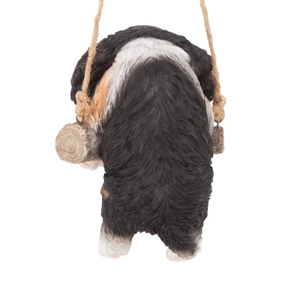 Design Toscano Black Cavalier Puppy On A Perch Hanging Dog Sculpture - Image 3