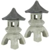 Design Toscano Pagoda Lantern Sculpture: Set Of Two Large