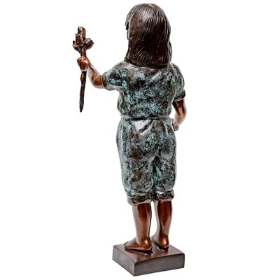 Design Toscano Olivia S Roses, Flower Girl Cast Bronze Garden Statue - Image 3