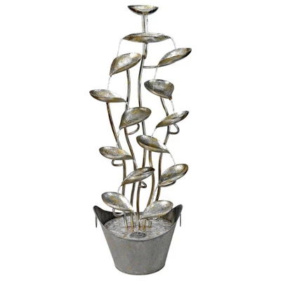Design Toscano Rain Forest Leaves Cascading Metal Fountain - Silver - Image 2