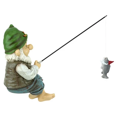 Design Toscano Ziggy, The Fishing Gnome Garden Sitter Statue - Multicolored - Image 3