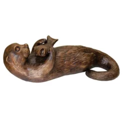 Design Toscano Lazy Otter With Fish Cast Bronze Garden Statue