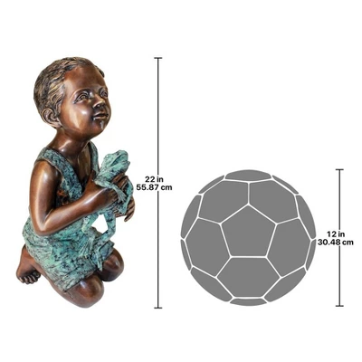 Design Toscano New Friend, Boy With Frog Cast Bronze Garden Statue - Image 4