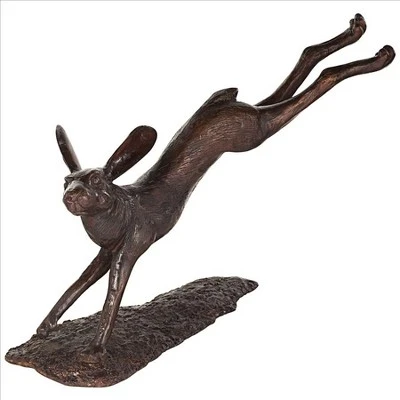 Design Toscano Leaping Hare, Jumping Rabbit Cast Bronze Garden Statue